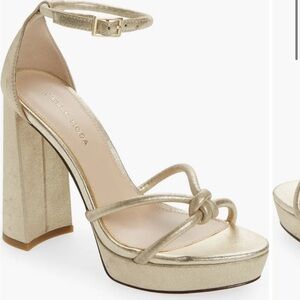 Pelle Moda Gold Metallic Knotted Platform Sandals